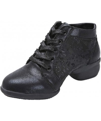 Women Fashion Dancing Prom Ballroom Latin Salsa Dance Shoes Casual Leather Shoes for Women Black $20.15 Athletic Shoes