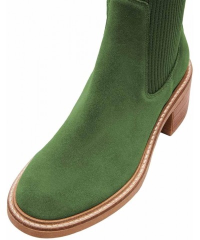 Women Retro Round Toe Stretchy Pull on Ankle Boots Block Low Heel Ladies Winter Casual Daily Booties Size 4-16 US Green $29.9...