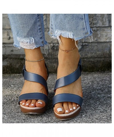 Platform Shoes Women Wedges For Women Dressy Comfortable And Wide Silver Platform Sandals For Women Dressy We Dark Blue-f $18...