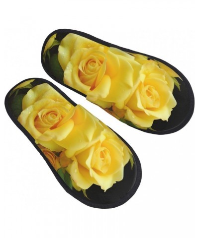 Yellow Rose Furry Slippers for Men Women Fuzzy Memory Foam Slippers Warm Comfy Slip-on Bedroom Shoes Winter House Shoes for I...