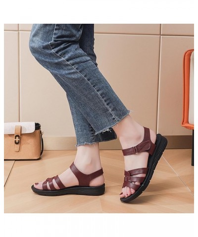 Women's Leather Adjustable Casual Wedge Sandals,Summer Beach Platform Arch Support Non-slip Comfortable Fashion Walking Sanda...