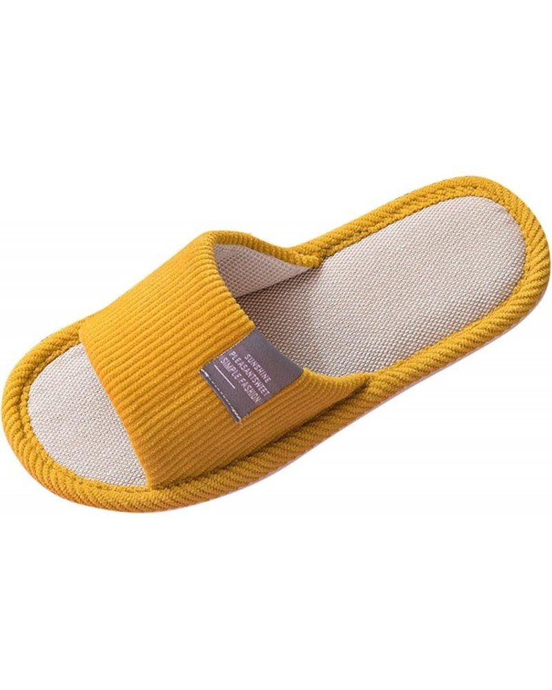 Home Slippers Flip Flops Flax Slippers Indoor Bedroom House Shoes Spring Autumn Ladies Footwear Unisex Lovers Yellow $12.83 S...