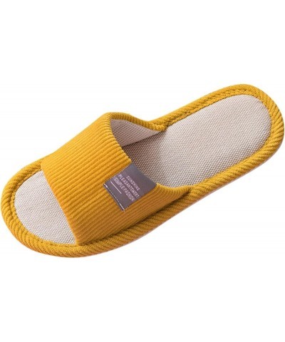 Home Slippers Flip Flops Flax Slippers Indoor Bedroom House Shoes Spring Autumn Ladies Footwear Unisex Lovers Yellow $12.83 S...