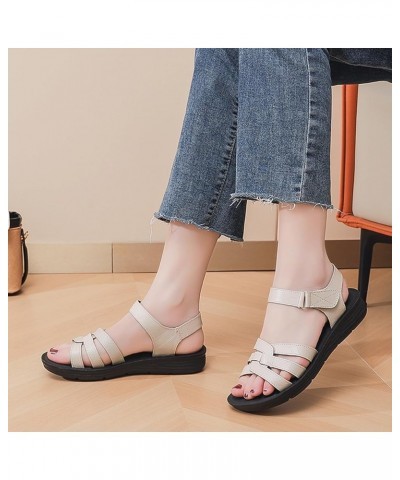 Women's Leather Adjustable Casual Wedge Sandals,Summer Beach Platform Arch Support Non-slip Comfortable Fashion Walking Sanda...