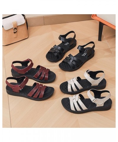 Women's Leather Adjustable Casual Wedge Sandals,Summer Beach Platform Arch Support Non-slip Comfortable Fashion Walking Sanda...