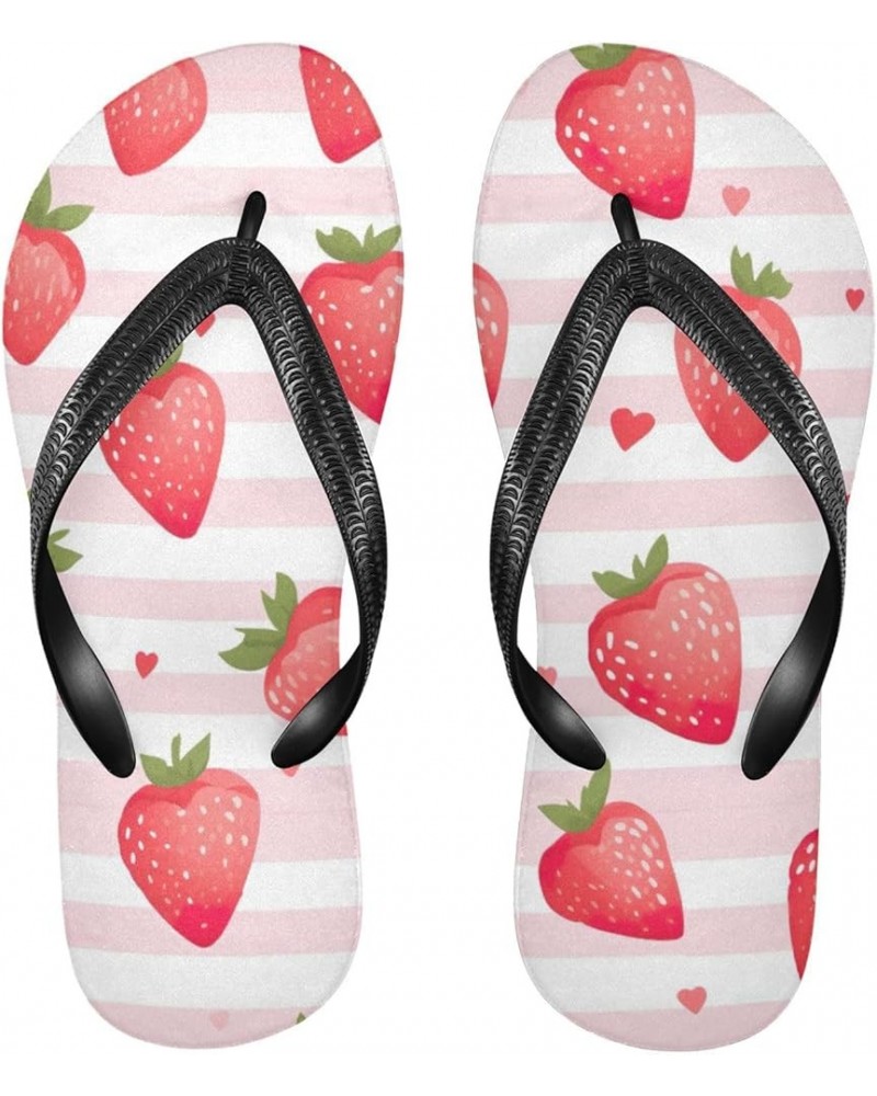 Flip Flop Sandals for Women Teen Men - Strawberry Fruit Beach Shoes Waterproof Outdoor Summer Beach Slippers 6-7 Women/5-6 Me...