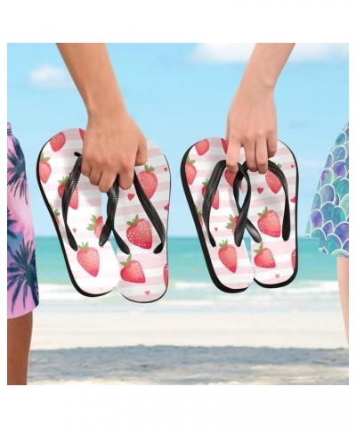 Flip Flop Sandals for Women Teen Men - Strawberry Fruit Beach Shoes Waterproof Outdoor Summer Beach Slippers 6-7 Women/5-6 Me...