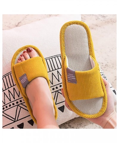 Home Slippers Flip Flops Flax Slippers Indoor Bedroom House Shoes Spring Autumn Ladies Footwear Unisex Lovers Yellow $12.83 S...