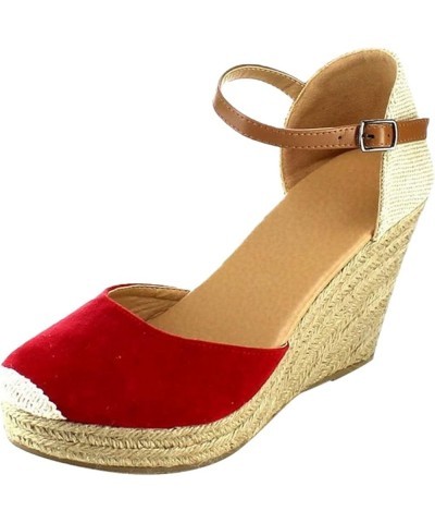 Color Block Sandals Wedges for Women Summer Western 2024 Trendy Comfort Dressy Spring Cutes Y2K Ladies Wedges Sandals Red $24...