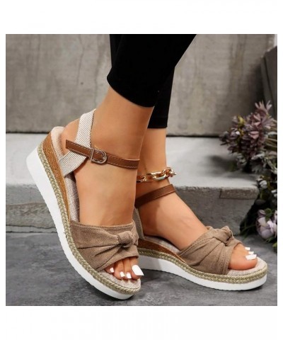 Platform Sneakers For Women Wedges For Women Dressy Closed Toe Black Platform Wedge Sandals For Women Sandals Comforta 8-khak...