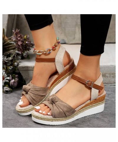 Platform Sneakers For Women Wedges For Women Dressy Closed Toe Black Platform Wedge Sandals For Women Sandals Comforta 8-khak...