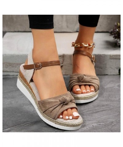 Platform Sneakers For Women Wedges For Women Dressy Closed Toe Black Platform Wedge Sandals For Women Sandals Comforta 8-khak...