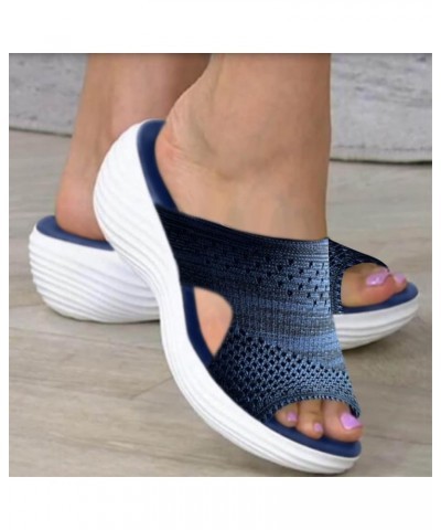 Wedge Flip Flop Slippers Women Purple Cloud Sandals For Womens Sandals Slides Womens Sandals Brown Sandals Women Flat Blue-i ...