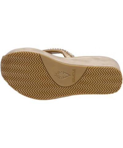 Women's Flip Flop Sandal Wedge Champagne $14.00 Sandals