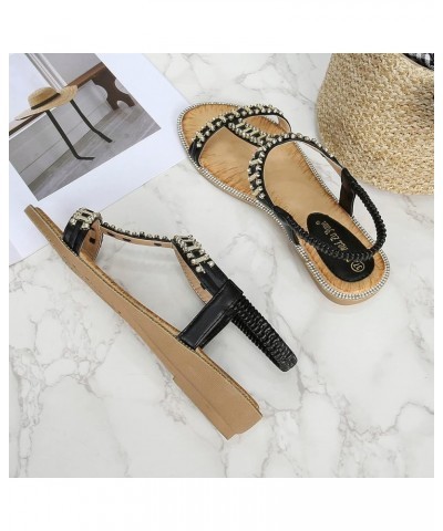 dress sandals for women low heel Fashion Spring Summer Flat Women Sandals Flower Rhinestone Open Toe Beach wedge shoes Z 02-b...