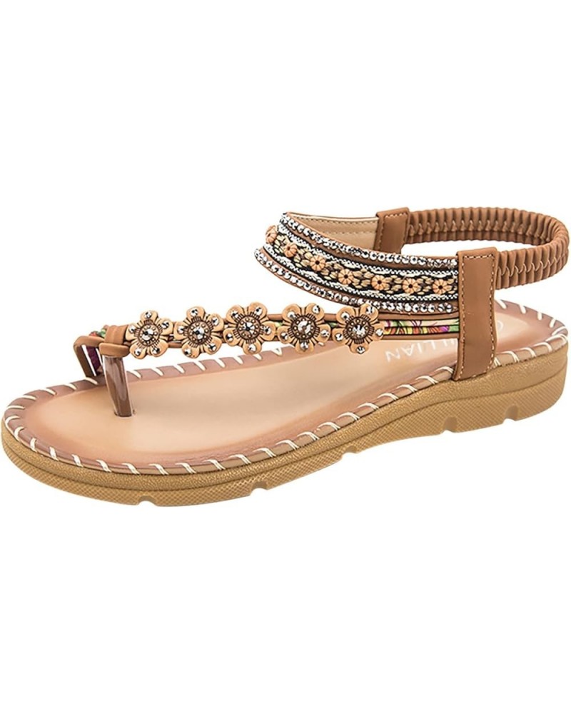 Womens Fashion Bohemia-Style Crystal Wedge Slip On Beach Slippers sandals for women dressy summer Z 03-brown $14.30 Athletic ...