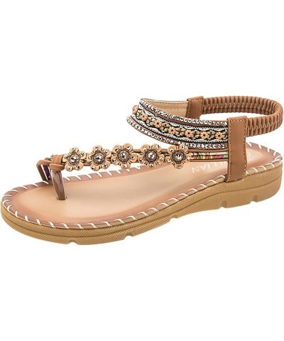 Womens Fashion Bohemia-Style Crystal Wedge Slip On Beach Slippers sandals for women dressy summer Z 03-brown $14.30 Athletic ...