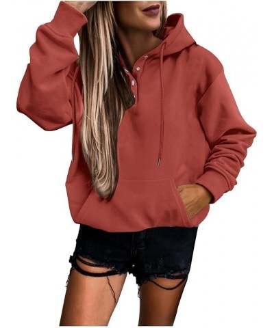 Women's Solid Colour Pullover Hoodies Casual Button Down Long Sleeve Sweatshirts Fashion Tie Tops with Pocket XX-Large 2-ging...