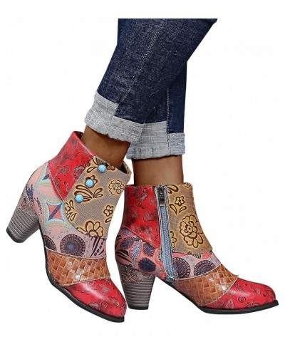 Cowboy Boots for Womens Square Toe Waterproof Tie Dye Low Chunky Heel Pull-Up Tabs Knee High Western Cowgirl Boots National S...