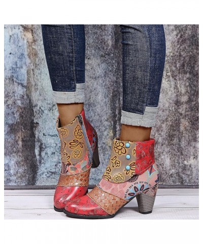 Cowboy Boots for Womens Square Toe Waterproof Tie Dye Low Chunky Heel Pull-Up Tabs Knee High Western Cowgirl Boots National S...