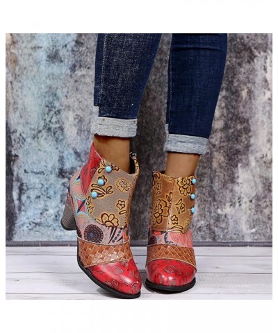 Cowboy Boots for Womens Square Toe Waterproof Tie Dye Low Chunky Heel Pull-Up Tabs Knee High Western Cowgirl Boots National S...