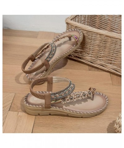 Womens Fashion Bohemia-Style Crystal Wedge Slip On Beach Slippers sandals for women dressy summer Z 03-brown $14.30 Athletic ...