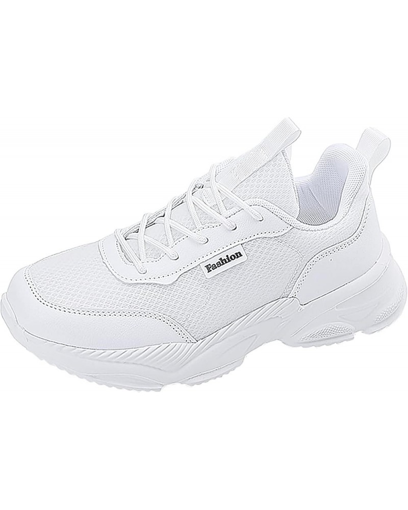 Wide Width Sneakers for Women Breathable Mesh Sneaker Summer Canvas Shoes Flat Waterproof Sneakers Women Z 14-white $13.65 At...