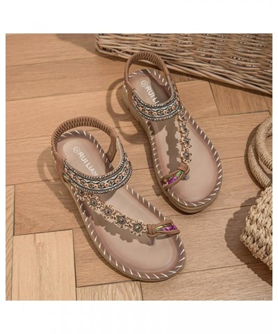 Womens Fashion Bohemia-Style Crystal Wedge Slip On Beach Slippers sandals for women dressy summer Z 03-brown $14.30 Athletic ...