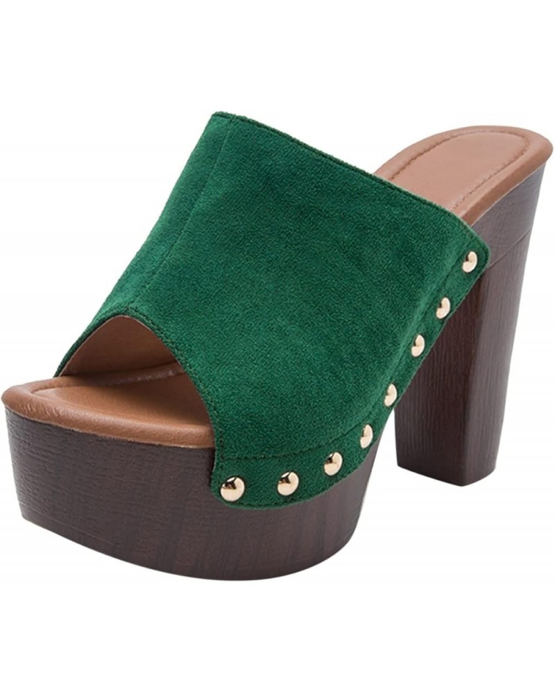 Heeled Sandals for Women Casual, Women's Square Toe Lace Up Party Shoes Stiletto Heeled Sandals Green-b $23.69 Sandals