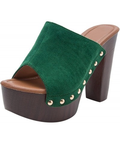 Heeled Sandals for Women Casual, Women's Square Toe Lace Up Party Shoes Stiletto Heeled Sandals Green-b $23.69 Sandals