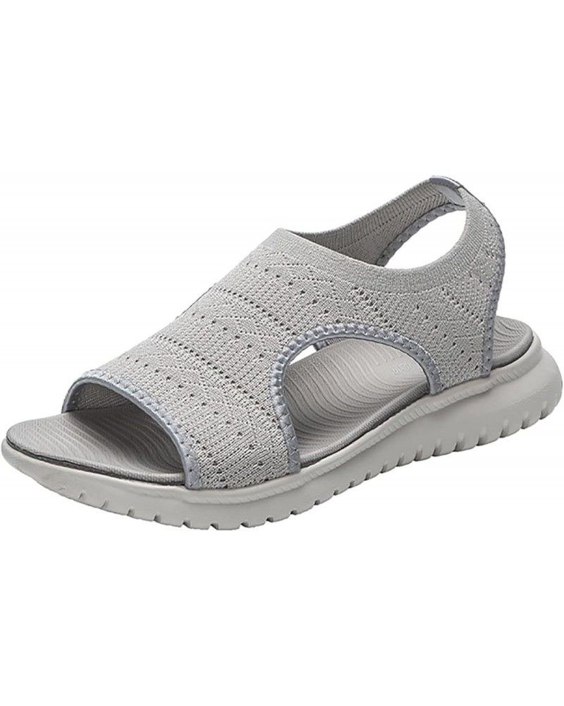 Sandal for Women Non-Slip Thick Sole Sport Slip On Mesh Breathable Stylish Sport Sandal Outdoor Casual Hiking E-grey $16.60 O...