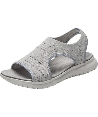 Sandal for Women Non-Slip Thick Sole Sport Slip On Mesh Breathable Stylish Sport Sandal Outdoor Casual Hiking E-grey $16.60 O...