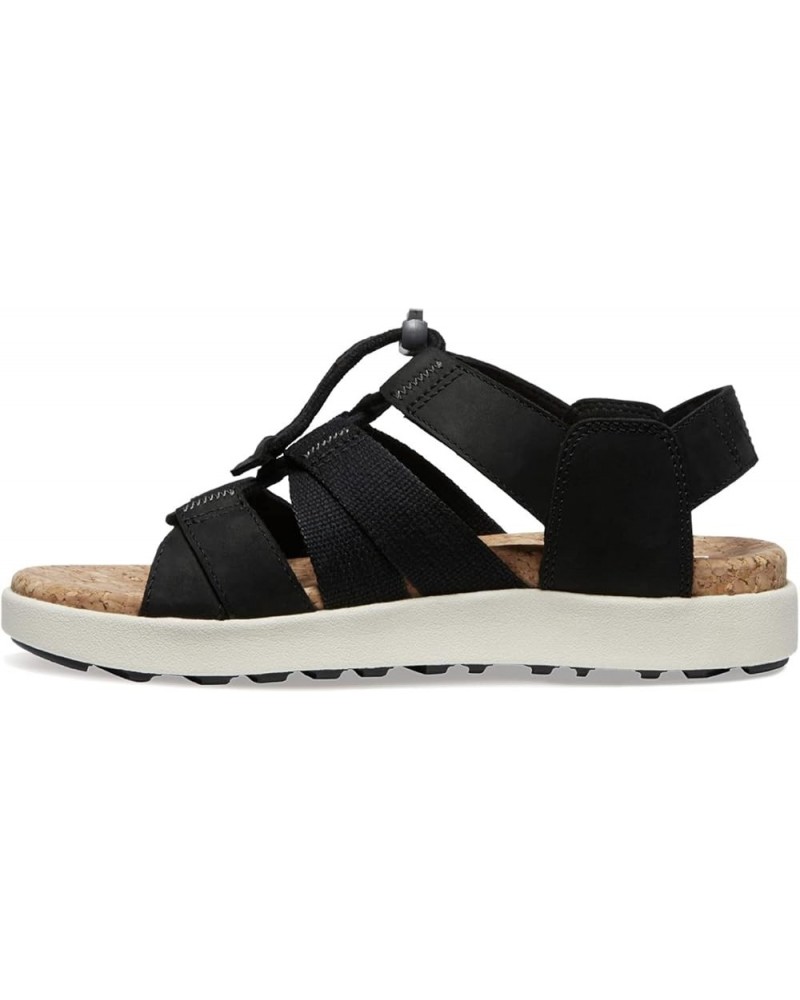 Women's Elle Mixed Strap Comfortable Casual Platform Sandals Black/Birch $37.89 Athletic Shoes