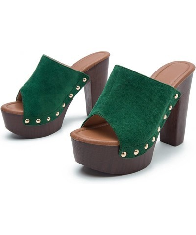 Heeled Sandals for Women Casual, Women's Square Toe Lace Up Party Shoes Stiletto Heeled Sandals Green-b $23.69 Sandals