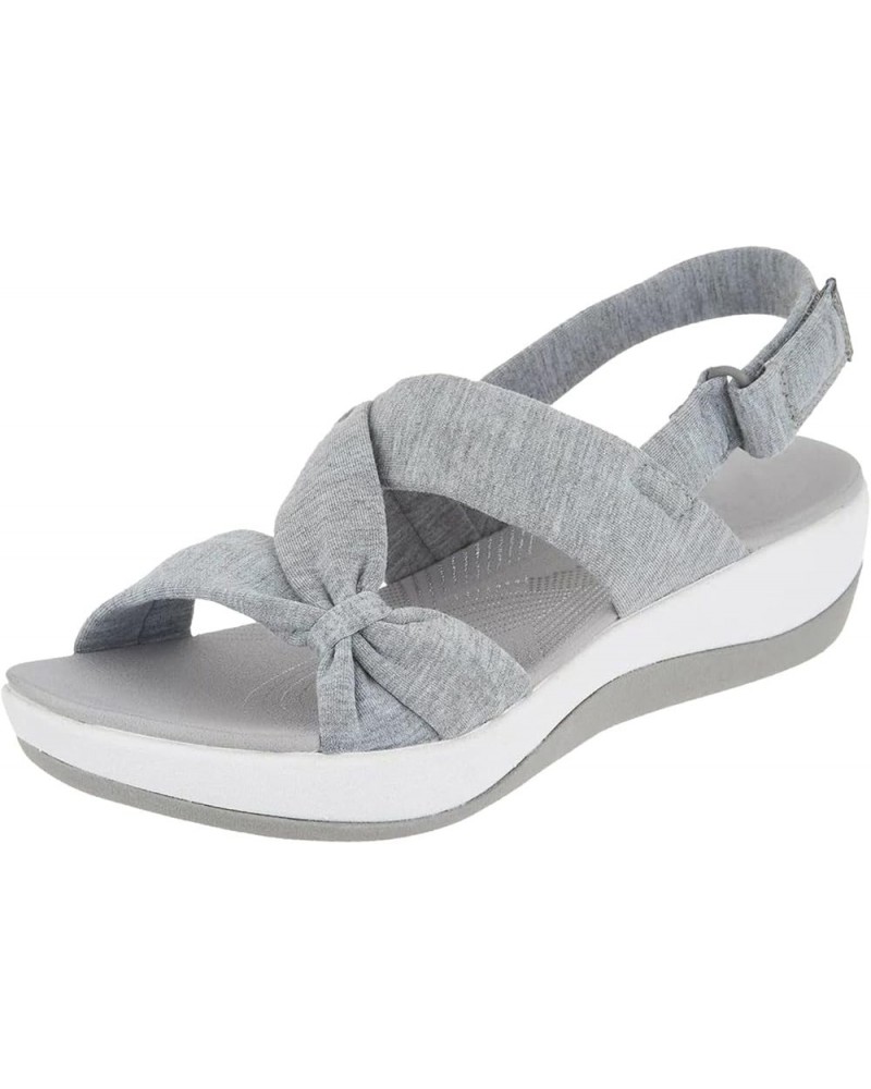 Earth Sandals for Women Size 8 1/2 New Women Sandals Summer Breathable Beach Shoes Large Size Bow Knot Wedge Grey 8 $10.82 Ou...