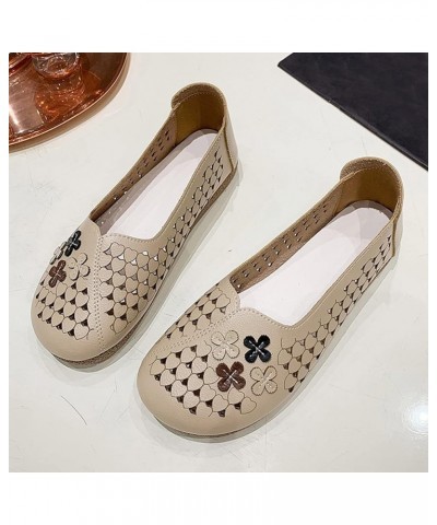 Summer Flowers Solid Color Shallow Mouth Hollow Breathable Flat Bottom Shoes Comfortable Large Size Single Shoes (White, 8.5)...