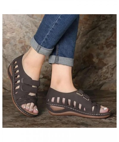 Sandals Women Open Toe Buckle Ankle Strap Espadrilles High Heel Casual Sandals Outdoor Walking Flat Shoes 169-hyems-a-coffee ...