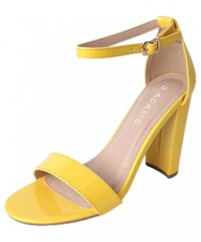 Shirley Heels for Women - Ankle Strap High Heel Dressy Sandals Mustard Vegan Patent $15.75 Pumps