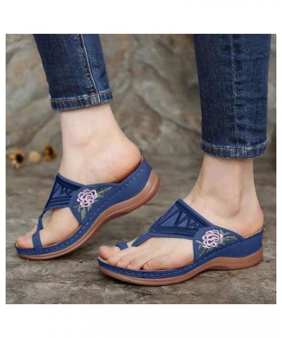 Wedge Flip Flops for Women, Women's Wedge Sandals with Arch Support, Slip on Comfortable Open Toe Ring Thong Roman Sandal Flo...