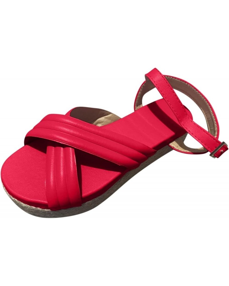 Women Two Strap Heeled Sandals Platform Slide Shoes Peep Toe Zipper Wedding Party Quick Drying Sport Red $21.31 Outdoor Shoes