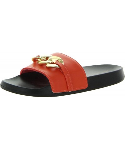 Womens Slinks Flat Slide Sandals Orange $15.42 Flats