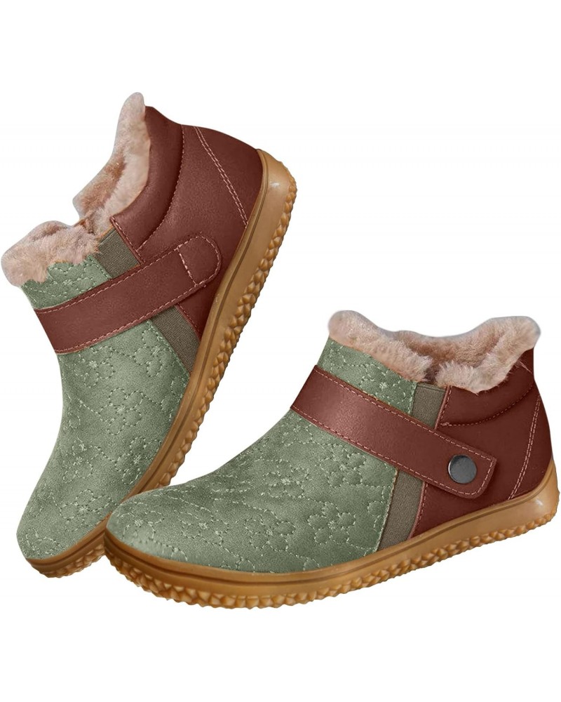 Women's Snow Boots - Winter Snow Boots for Women Arch Support Anti Slip Flat Heel Ankle Booties Round Toe Slip On Waterproof ...