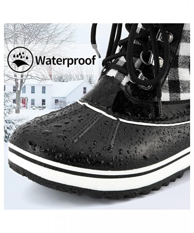 Womens Snow Boots Waterproof Insulated Fur Lined Mid Calf Winter Snow Boots Grey Plaid (Suggest Size One Up） $25.50 Outdoor S...