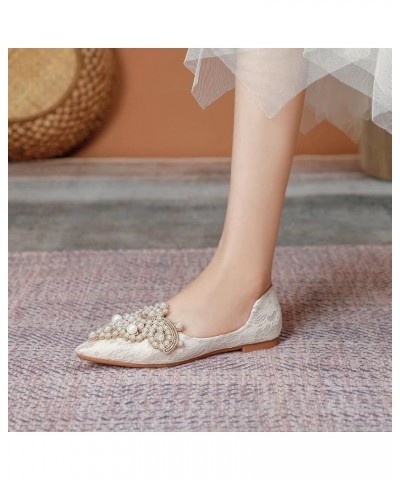 Pearl Mules for Women Flats Pointed Toe Backless Ballet Flat Slip On Slides Walking Shoes 1-apricot $15.80 Mules & Clogs