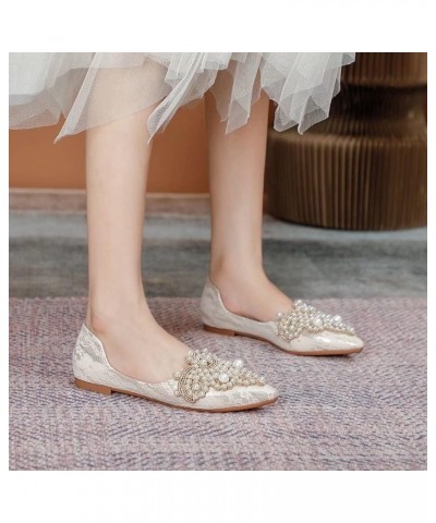 Pearl Mules for Women Flats Pointed Toe Backless Ballet Flat Slip On Slides Walking Shoes 1-apricot $15.80 Mules & Clogs