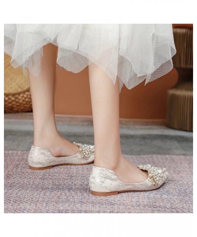 Pearl Mules for Women Flats Pointed Toe Backless Ballet Flat Slip On Slides Walking Shoes 1-apricot $15.80 Mules & Clogs