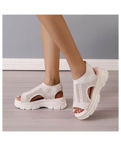 Women's Flip-Flop Sandals Summer Open Toe Square Open Toe Block Flip Flops Pump Sandals Wedding for Women Beige $14.95 Sandals