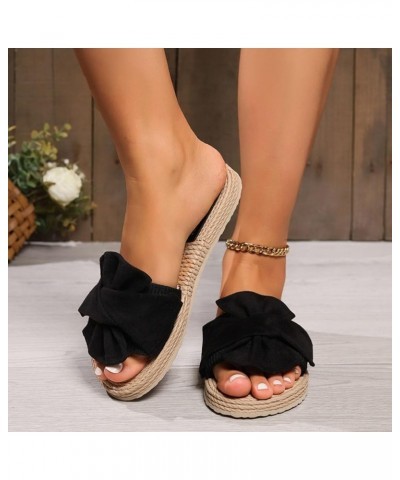 Wedge Sandals for Women Dressy Platform Open Toe Wedges Sandals Comfy Slip On Cork Foot Bed, Black 125-nrny-black-2 $16.79 Sa...