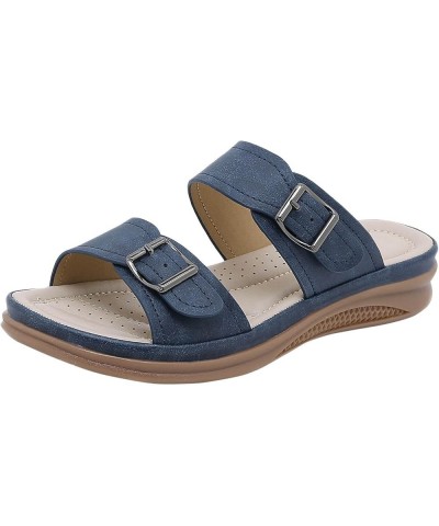 Sandals For Women Wedge Comfortable Open Toe Flip Flops Casual Walking Slip On Platform Dressy Summer Beach Slippers Navy $12...