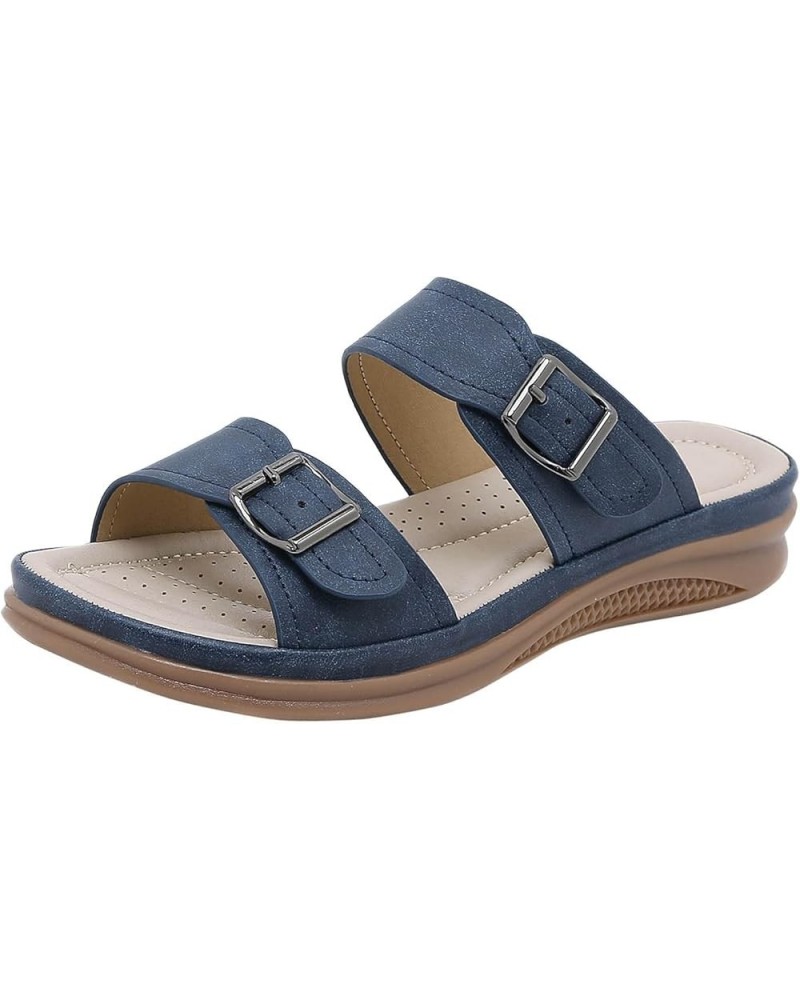 Sandals For Women Wedge Comfortable Open Toe Flip Flops Casual Walking Slip On Platform Dressy Summer Beach Slippers Navy $12...